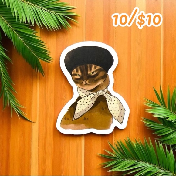 Vintage Parisian Cat Vinyl Sticker – Approx. 1.5” - Picture 1 of 1